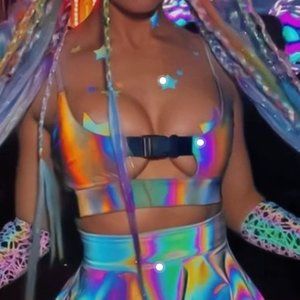 iHeartRaves Rainbow Reflective Top